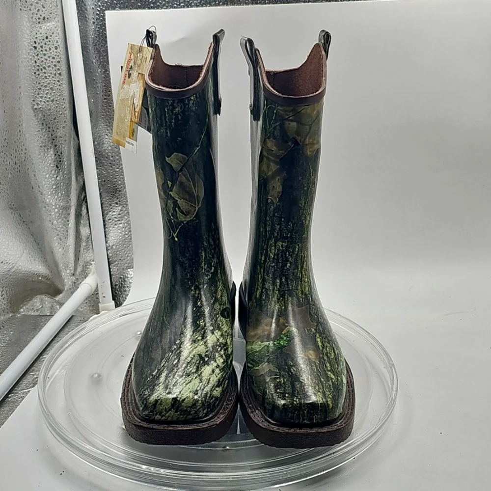 Mossy Oak Kids Camo Rain & Snow Boots - Green/Brown Size 12/13
